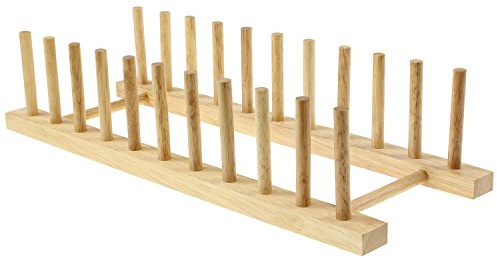 APOLLO THE HOUSEWARES BRAND Dish Stand, Rack, Organizer for Kitchen Plates, High-Quality Hevea Wood, Size: 40x15x9cm, Natural