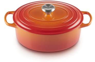 Le Creuset Colección Signature Cacerola ovales, Hierro Fundido, Naranja Volcánico, 31 cm