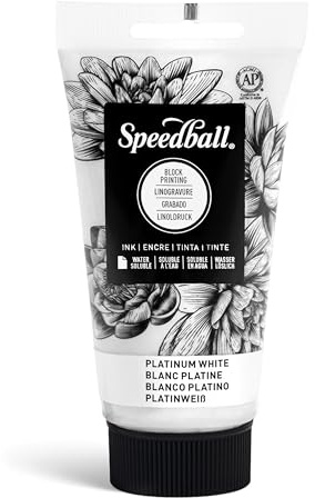 Speedball Inchiostro solubile in acqua da 75 ml, bianco platino, per stampa a blocchi, stampa di linoleum, serigrafia, per artisti