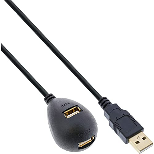 InLine USB 2.0 Verlängerung, St/Bu Typ A, schwarz, mit Standfuss, 2m
