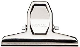 MAUL Papierklemmer silber MAULpro Metallclip 75 mm 2er Set für 200 Blatt | starker Halt für Dokumentstapel, griffbereite Ordnung am Arbeitsplatz, aufhängbar für flexible Nutzung, robuste Stahlqualität