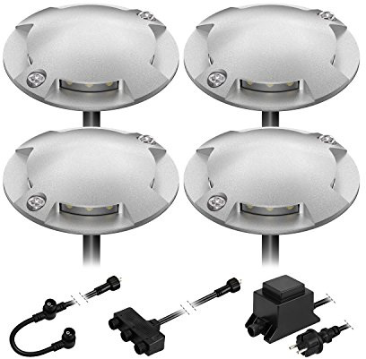 ledscom.de LED Boden-Aufbau-Leuchte Bunda, 4-flammig, für außen, befahrbar, kalt-weiß, 4er Set