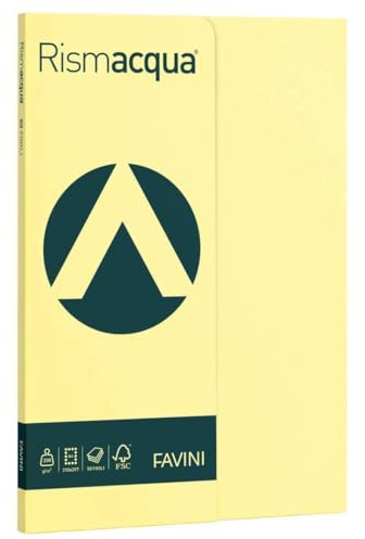 Färgad i ream papper Favini 50 ark A4 200 GR Rismacqua ljusgul [a692544]