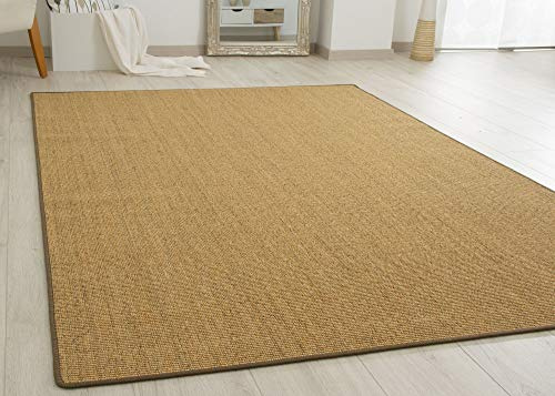 Steffensmeier Sisal Teppich Acapulco - gekettelter Sisalteppich aus 100% Sisal in Kork-Braun, Größe: 200x200 cm