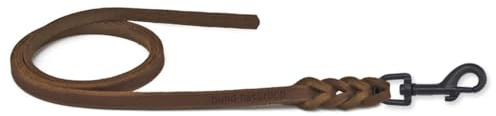 Fettlederleine für Hunde 1m / 1,35m / 2,20m / 3m Bolzenkarabiner schwarz matt, ohne Handschlaufe braun 3m x 8mm