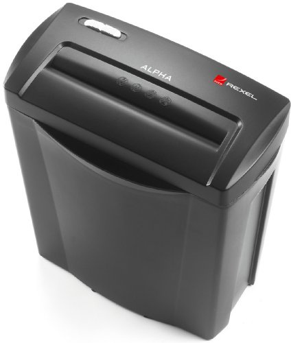 Rexel 2102023 Alpha 5 Sheet Manual Cross Cut Shredder for Home or Small Office Use, 14 Litre Bin, Black