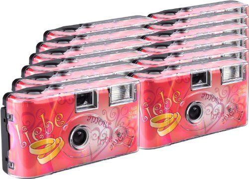 TopShot Love Hearts Einwegkamera/Hochzeitskamera (27 Fotos, Blitz, 12-er Pack)