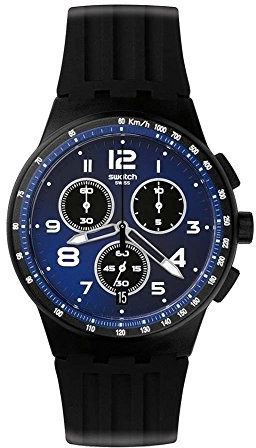Swatch Unisex-Uhr Chronograph Quarz mit Silikonarmband – SUSB402