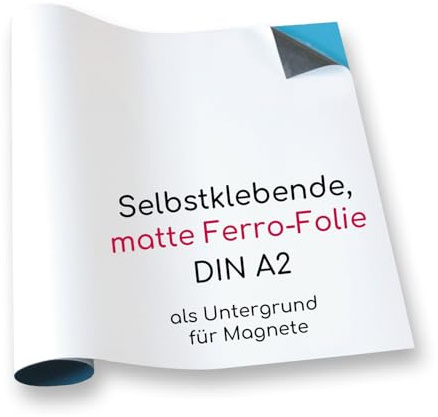 Magstick Ferrofolie selbstklebend DIN A2 weiß Magnet-Haftgrund - mag009 | Eisenhaltige Folie XL, weiß beschichtet, diy, Flexibler Haftgrund für Magnete, 1x Ferrofolie Magstick, Stärke 0,6 mm