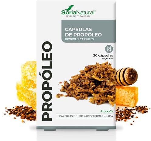 Soria Natural Propóleo Puro 100% Natural - Complemento Alimenticio con Propolis - Aumenta las Defensas y Regula Sistema Inmunológico, Antiséptico y Antiinflamatorio - 30 cápsulas