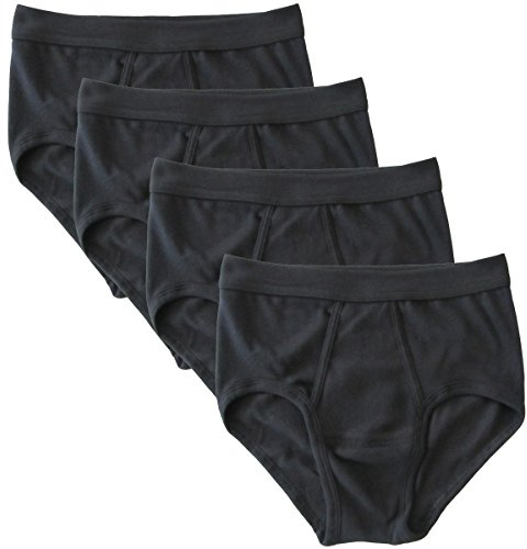 HERMKO 3240 Pack of 4, Men's Y-Fronts fine-Ribbed, Made of 100% Organic Cotton, Many Colours, Size:Small, Colour:Black