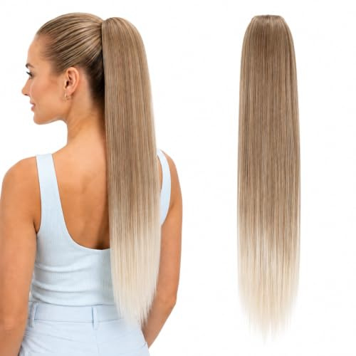 CAISHA 60cm Zopf Pferdeschwanz Extensions HaarteilDunkelblond Mix HC26
