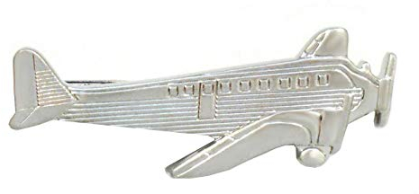 Flugzeug Krawattennadel kurz silbern matt ca. 4,8 cm lang + Geschenkbox - schönes Accessoires für die Seidenkrawatte