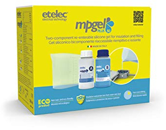 Kit MPGEL 0,500 litre, gel isolant silicone bi-composant, remplissage et étanchéité des boîtes de jonction jusqu'à 1 kV, lot de 2 flacons de 250 ml