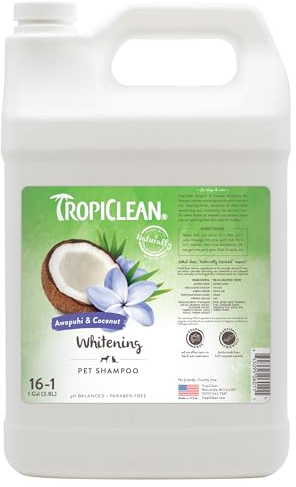 TropiClean Awapuhi & Coconut Whitening Shampoo für Haustiere, 3,78 Liter, hergestellt in den USA