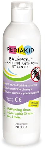 PEDIAKID - Balépou® Shampoing - Traitement Anti-Poux et Lentes Naturel - Agit en 15 minutes - Dès 3 mois - Dispositif Médical - Flacon 200ml
