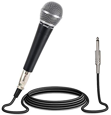 Pyle - Microphone, Handheld Mic, Dynamic Moving Coil Cardioid, microphone for singing, Unidirectional Includes 4.5m XLR Audio Cable to 6.35 mm Audio Connection Compatible for Speaker-Karaoke-Amp-Mixer