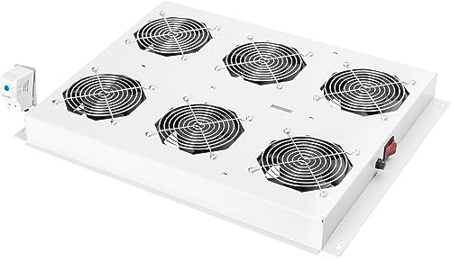 DIGITUS roof fan unit for server cabinet of the DIGITUS Unique series, 6x fan, thermostat, grey (RAL 7035)