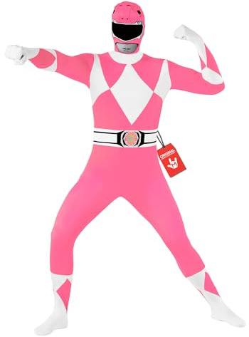 Morphsuits Power-Rangers-Kostüm | Ganzkörperanzug mit Kapuzenmaske, Rotes Superhelden-Design, Reißverschluss, Perfekt für Halloween, Ideal für Cosplay