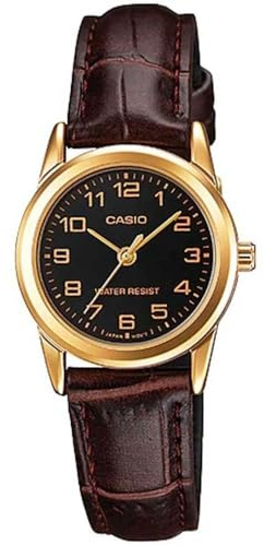 CASIO Damen-Armbanduhr Analog Quarz Leder LTP-V001GL-1