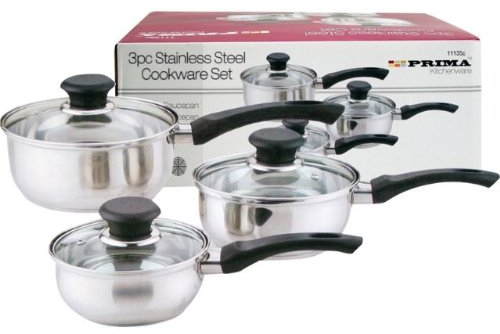 3Pc Stainless Steel Saucepan Cookware Pot Set New