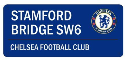 Official Football Merchandise Metallic Sign Street Sign Design for Football Stadium, Chelsea, 40cm x 18cm