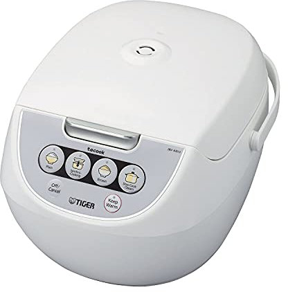 TIGER JBV-A18U 10-Cup (Uncooked) Micom Rice Cooker and Warmer with Tacook Food Steamer Cooking Tray Technology, White
