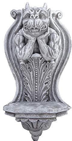 DS Steinfiguren Wandkonsole Gargoyle mit Teelichthalter, massiver Steinguss, Frostfest bis -30°C
