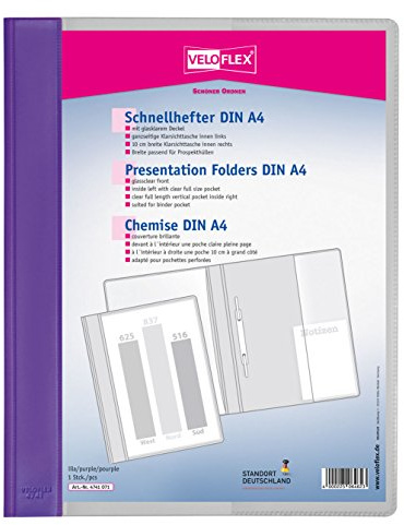 VELOFLEX 4741071 - Dossier de reporting VELOFORM, 1 unité, DIN A4, violet, PVC, couverture avant transparente, convient pour les pochettes à prospectus