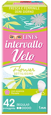 Lines Intervallo Velo Flower, Confezione da 42 Proteggislip