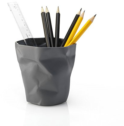 Essey Pen Pen Stiftehalter – Design Stiftebecher & Schreibtisch Organizer aus Polyethylen, Stifteköcher für Büro & Home Office, grau, 9,5 x 9,5 x 10 cm