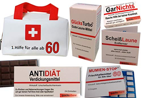 quacksalberei Erste Hilfe Tasche zum 60. Geburtstag (6-teilig)