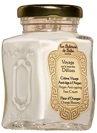 Crema de día con argán La Sultana de Saba argán cuidado de la cara flor de naranjo