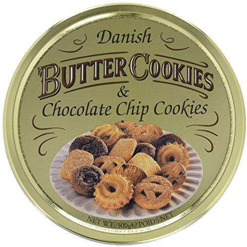 Danish Butter Cookies & Chocolate Chip Cookies, dänische Butterkekse, Gebäckmischung Dose, 500 g