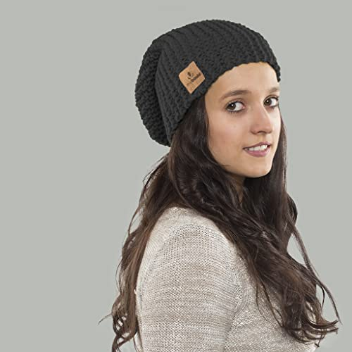 myboshi Strickset Mütze Elgin, Strickset für Anfänger, inkl. No.1 Wolle, Nadel und Anleitung, Label, Strickpaket, 30% Merinowolle Anthrazit, mit Rundstricknadel