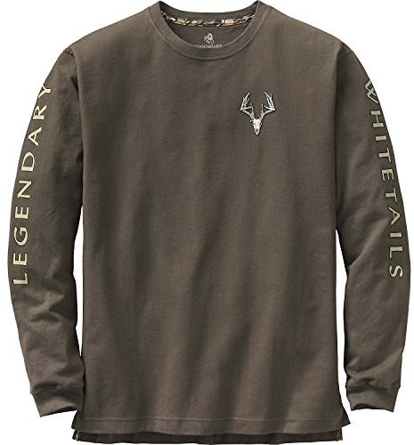 Legendary Whitetails Mens Long Sleeve T-Shirt Preshrunk 100% Heavyweight Cotton Graphic Tee, Swamp, LRG