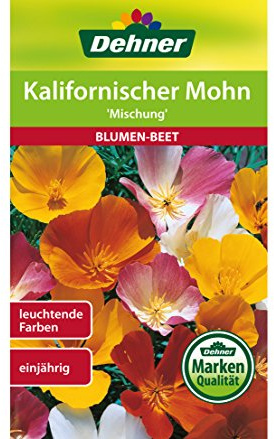 Dehner Blumen-Saatgut, Kalifornischer Mohn Mischung, 5er pack (5 x 6 g)
