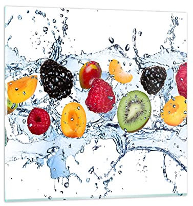 Vidrios decorativos 40x40cm Cuadro Sobre Vidrio Moderno Agua frutas alimentos frescos Dormitorio Cocina Cuadros Pared Impresiones Decoracion Salon Impresión en Cristal Wall Art Prints GAC40x40-2675
