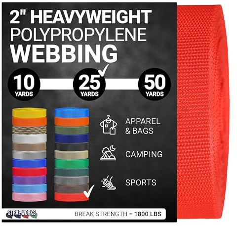 Strapworks Unisex-Erwachsene Polypropylene Webbing Poly-Umreifung für Outdoor-Heimwerker-Ausrüstung, 5,1 cm x 22,7 m, Blutorange, 2 x 25 Yard