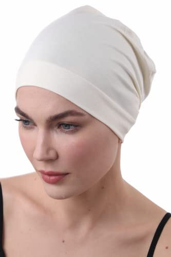 Deresina Bambus Chemo-Kopfbedeckung für Frauen & Männer – Ultra-weiche, atmungsaktive Schlafmütze bei Alopezie & Haarausfall, leichte Beanie für Tag & Nacht (Blumig Creme - Einheitsgröße)