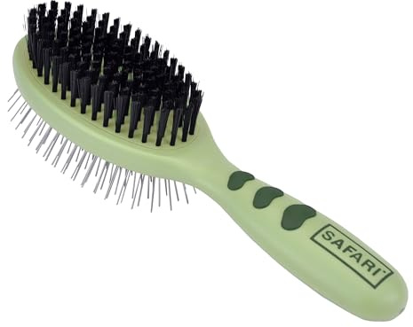 Coastal Pet Safari 2-in-1 Wire and Bristle Combo Brush with Plastic Handle - Multi-Dog Household Brush for Short and Long Hair - Large