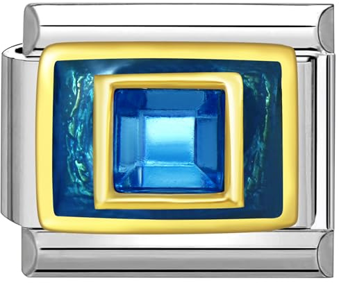 Quiges - 9mm Italian Style Charm Modul Edelstahl Sapphire Blaue Zirkonia 9mm für Italienische Armbänder