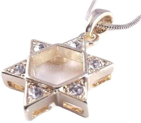 Round 5 - Davidstern Jüdische Halskette Mit Anhänger Kabbala Gold Kristall Steine Jüdisch