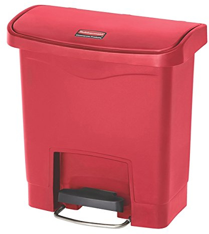 Rubbermaid Commercial Products Streamline Conteneur Pédale À Déchets 15 L Rouge– Bac Compact Avec Ouverture Sans Contact Pour Déchets Médicaux En Milieu Hospitalier – 1883563