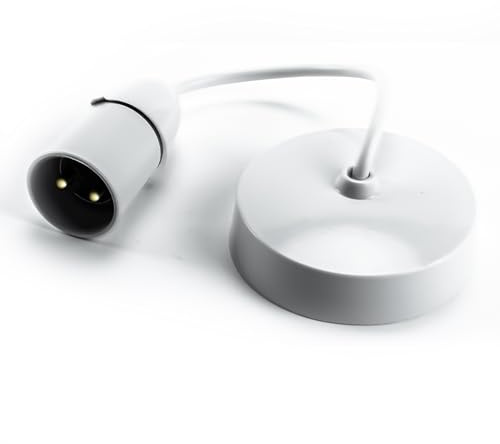 Status Ceiling Pendant Light Fitting, 6‑Inch White Bayonet (B22) Pendant for Ceiling, Pre‑Wired with Cord Grip, Indoor Lighting Fixture, S6INCPB4