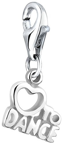 Nenalina Love to dance Karabiner Charm Anhänger Bettelarmband 925 Silber | Damen-Charm-Anhänger für alle gängigen Charmträger Charm-Club Clasp-Charms 925er Sterling-Silber