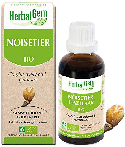 HERBALGEM - Macérât-Mère - Noisetier Bio - Complément Alimentaire Gemmothérapie Concentrée - Extrait De Bourgeon Frais - Pour Voies Respiratoires - Vegan - 30 ml