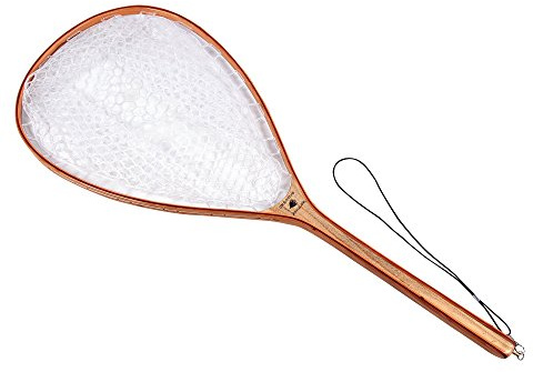 Wooden Trout Net with Clear Rubber Basket, 40 Inch Landing Net for Fly Fishing, Fish Safe Rubber Mesh Netting, Long Handle for Stream River Pond, Fly Fishing Gear by Creative Angler