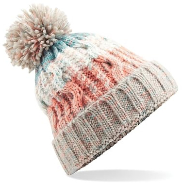 Beechfield Unisex stickad mössa unisex vuxna corkscrew stickad pom pom mössa hatt, Flerfärgad (Milkshake Mix 000), one size