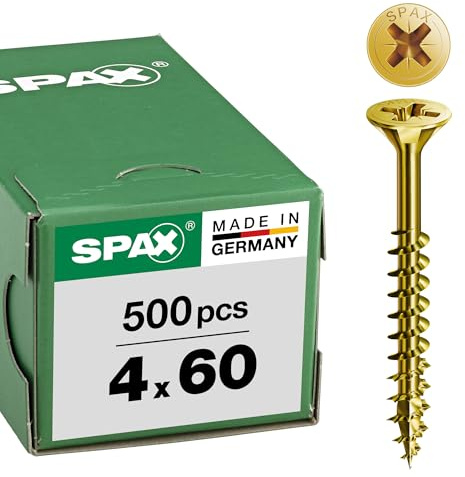 SPAX Universalschraube, 4,0 x 60 mm, 500 Stück, Kreuzschlitz Z2, Senkkopf, Teilgewinde, 4CUT, YELLOX, 0291020400605